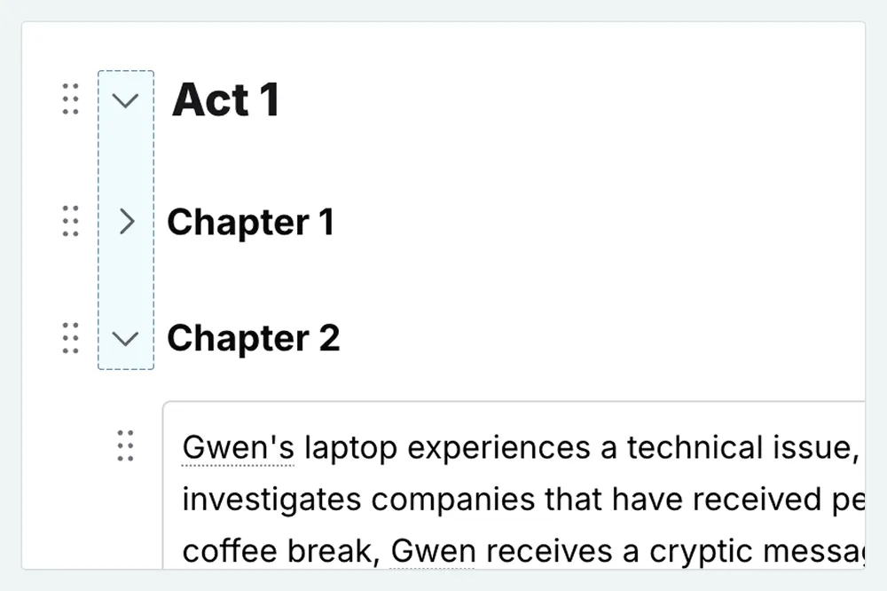 Collapsible chapters in Outline View