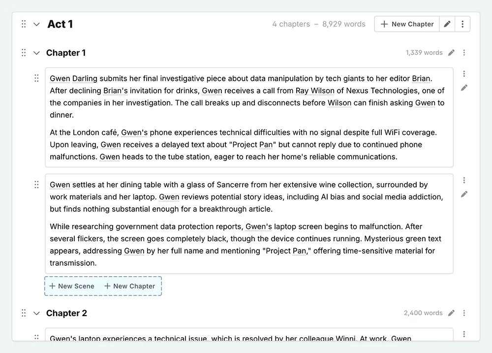 Add new scene or chapter buttons in Outline View