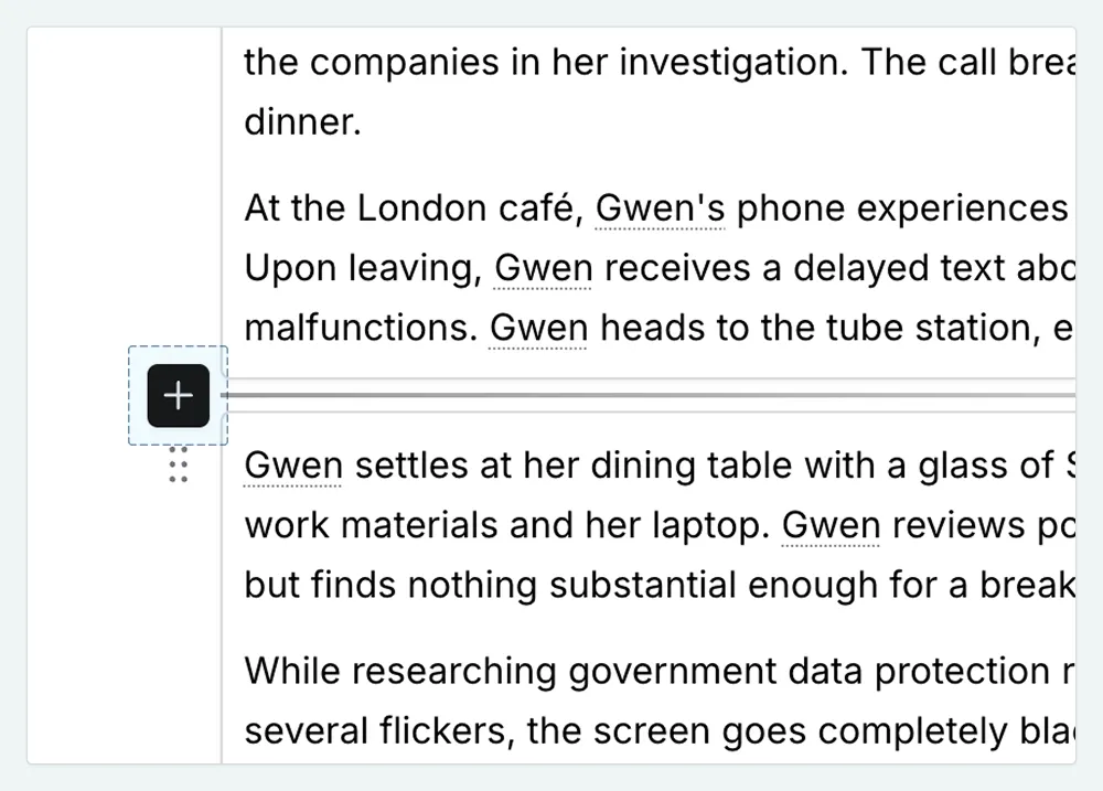 Add new chapter or scene button in Outline View