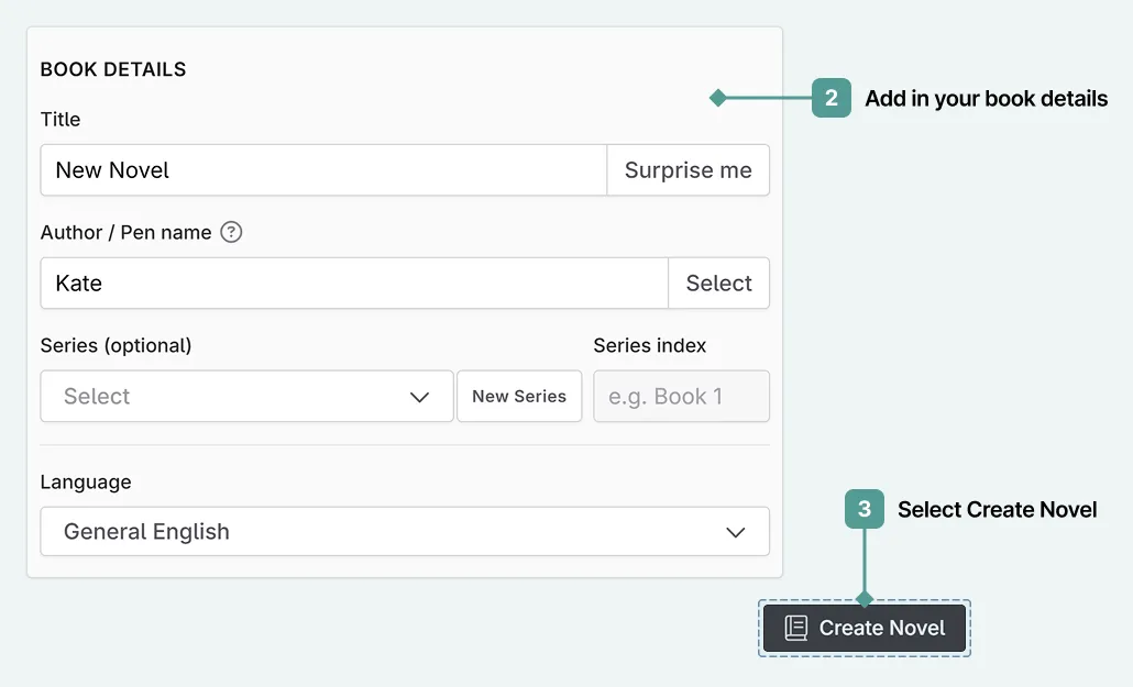 See how to create a new novel or project in Novelcrafter