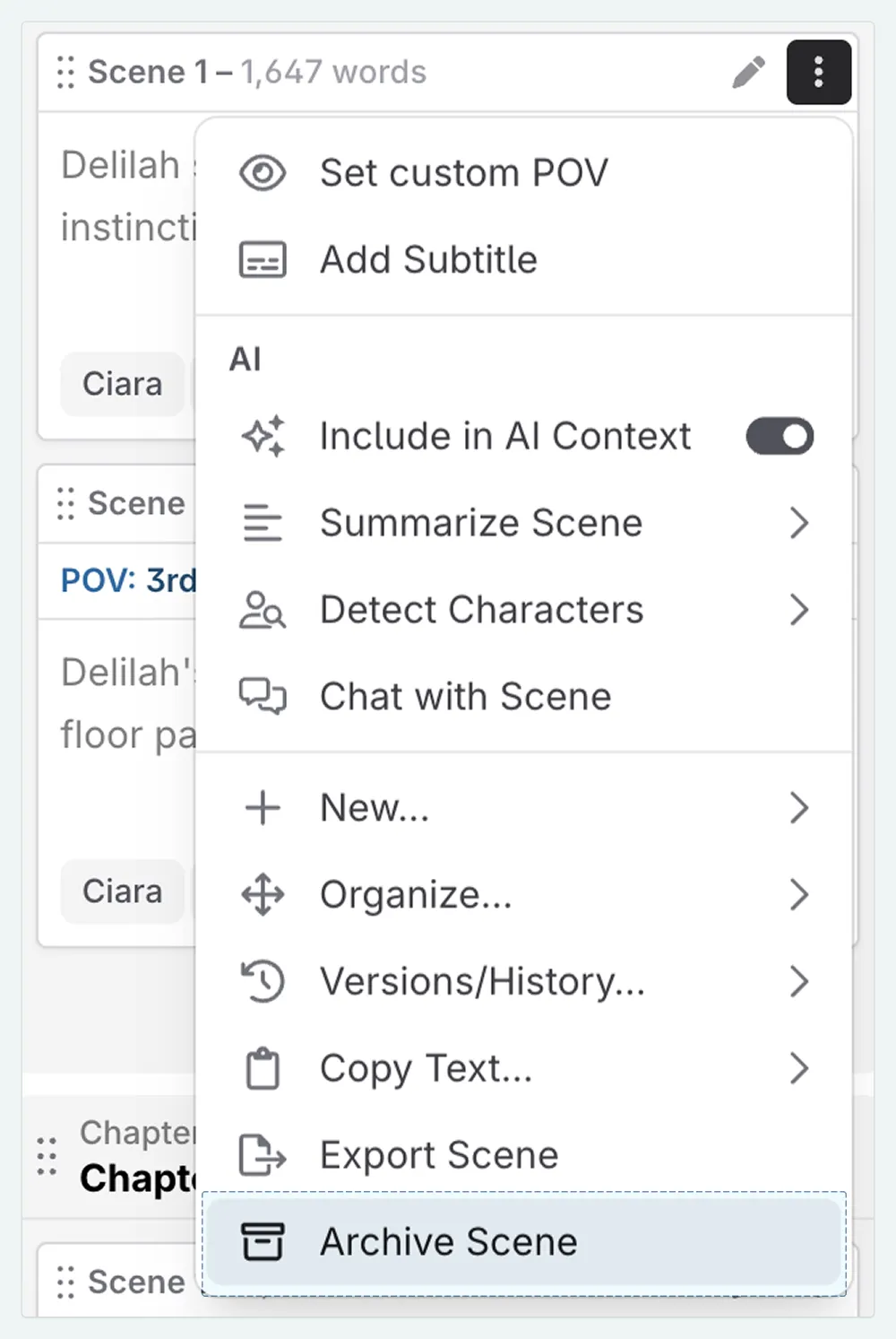 Archiving scene from plan view