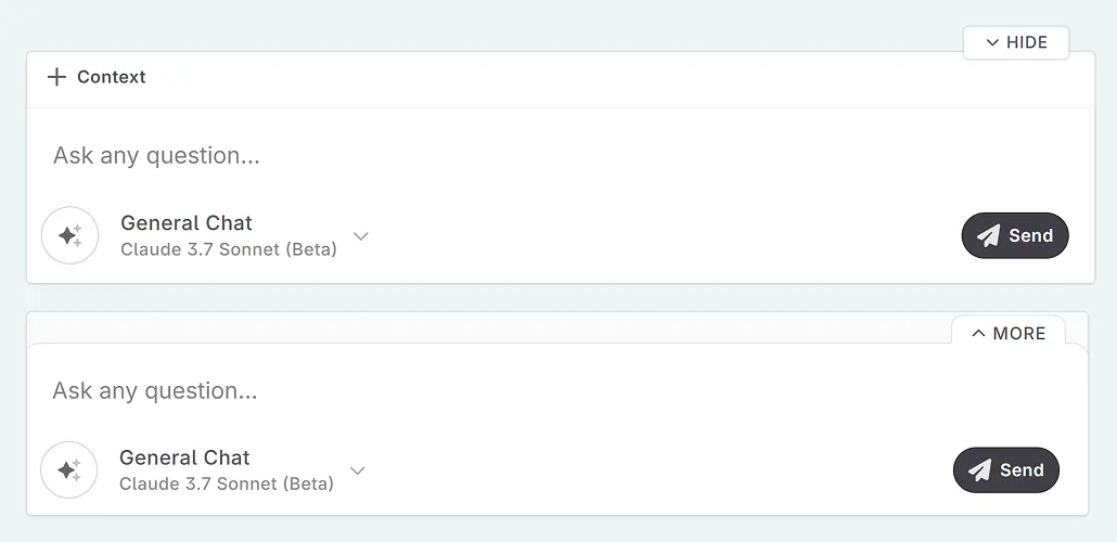 show/hide prompt inputs button