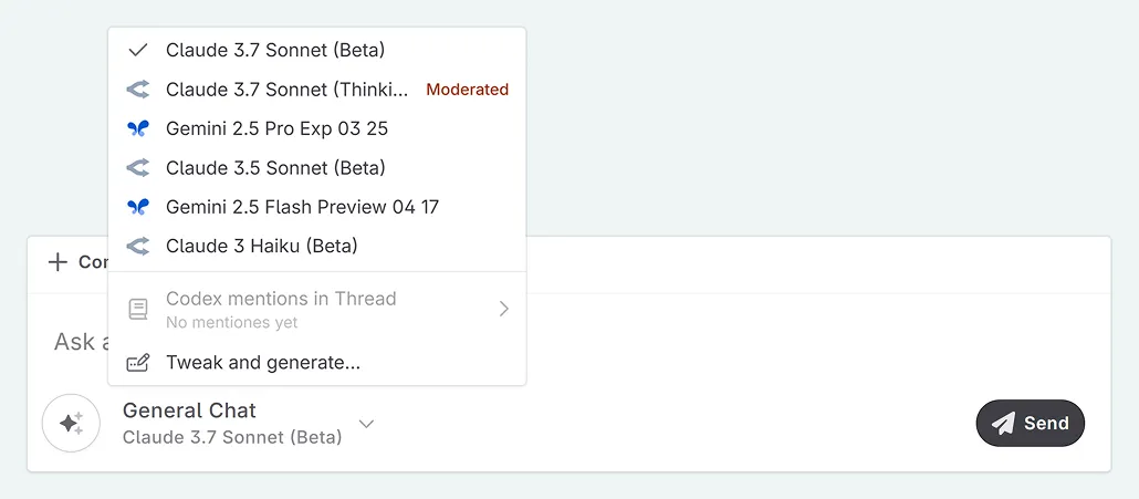 change models in chat