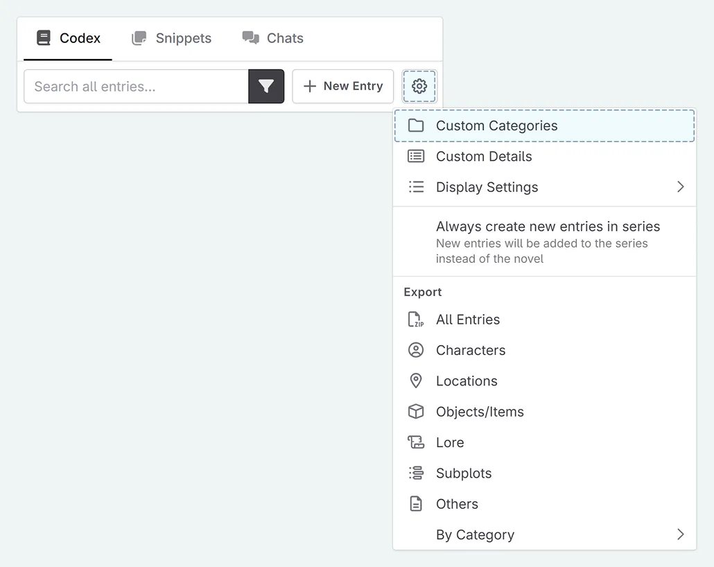 Select custom categories