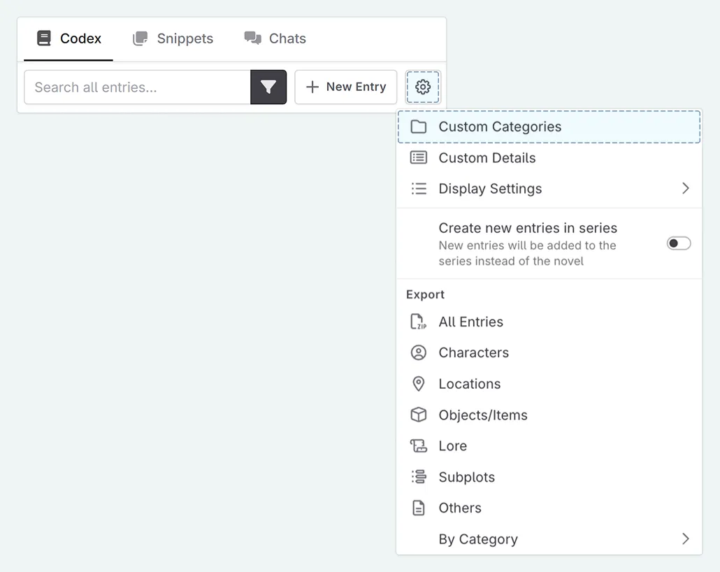 Select custom categories