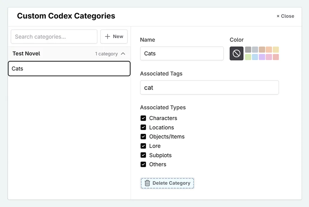Delete custom category