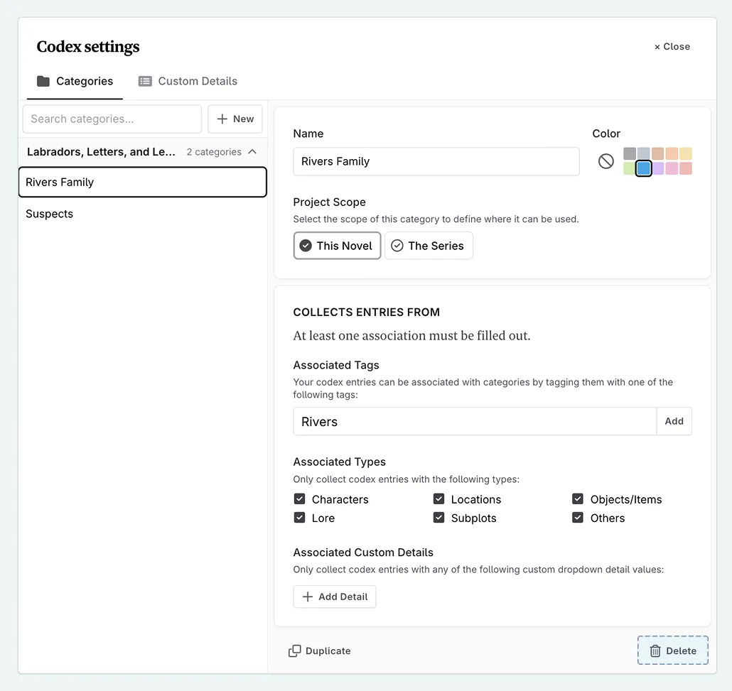 Delete custom category