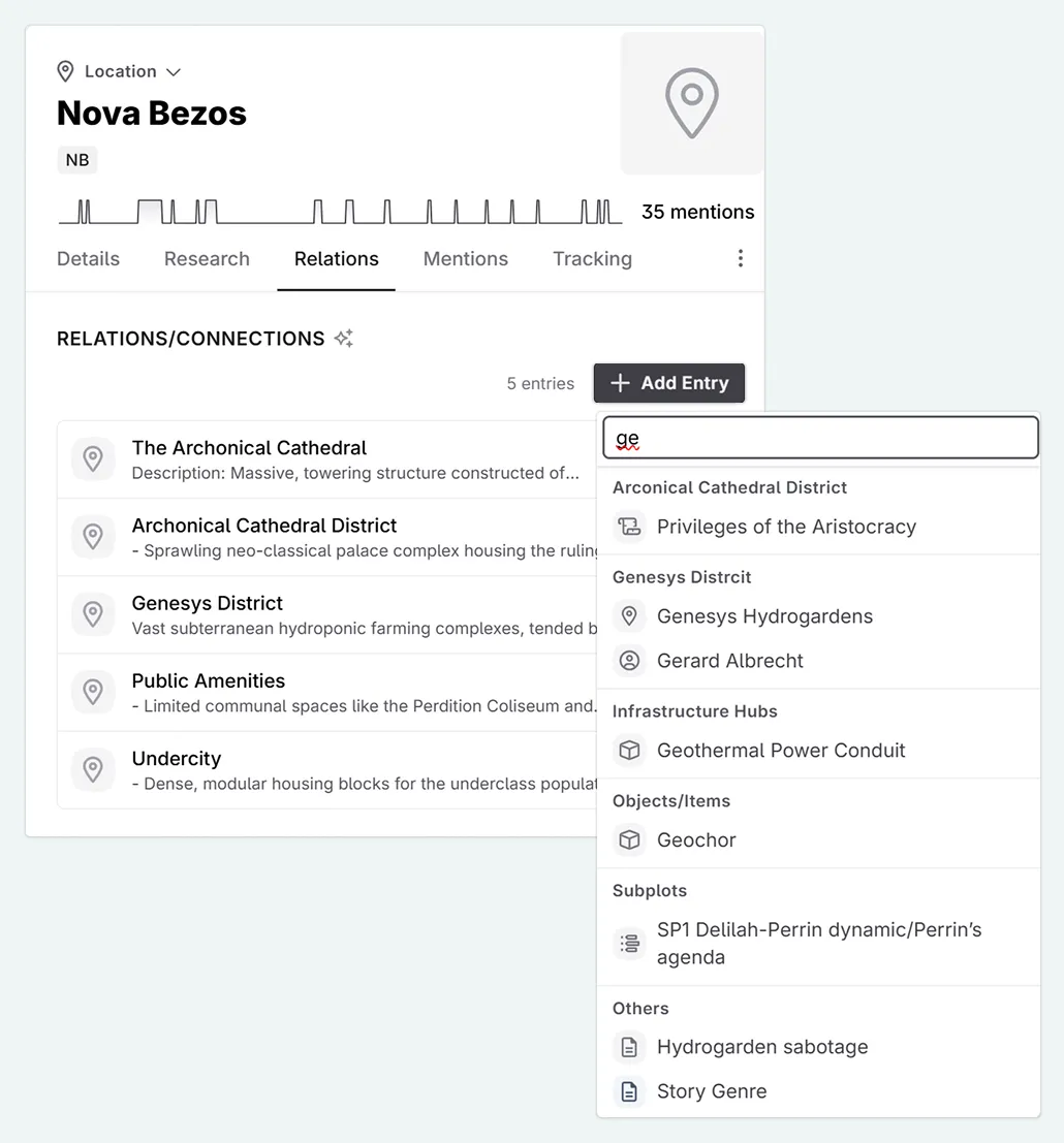Adding a relation to a Codex entry