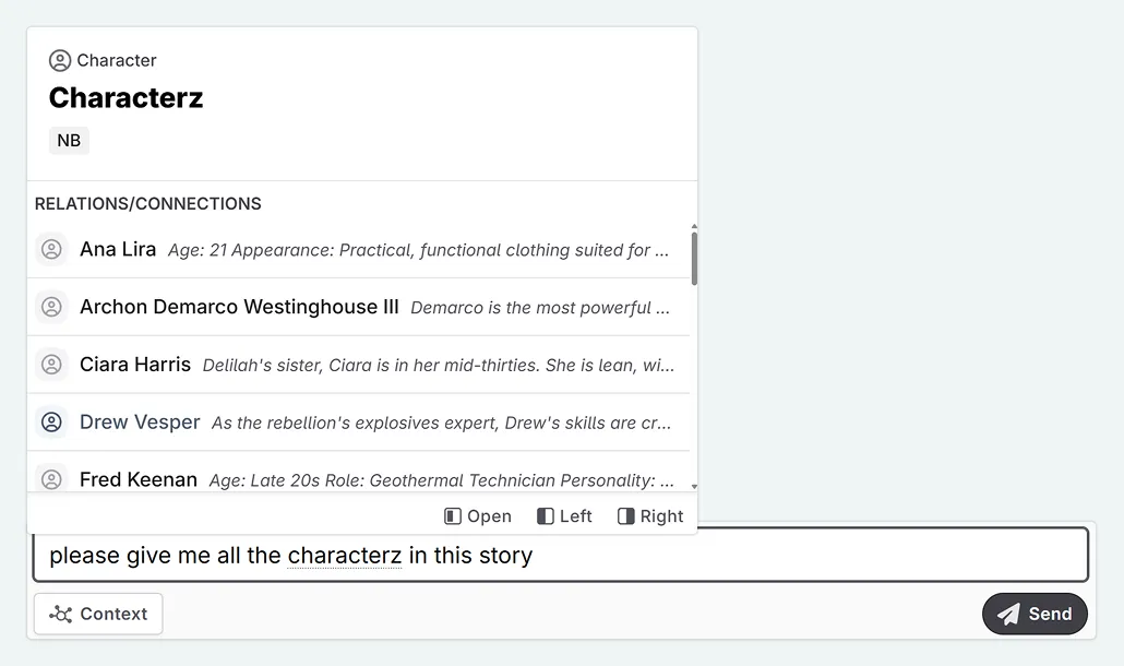 Calling Codex relations in chat