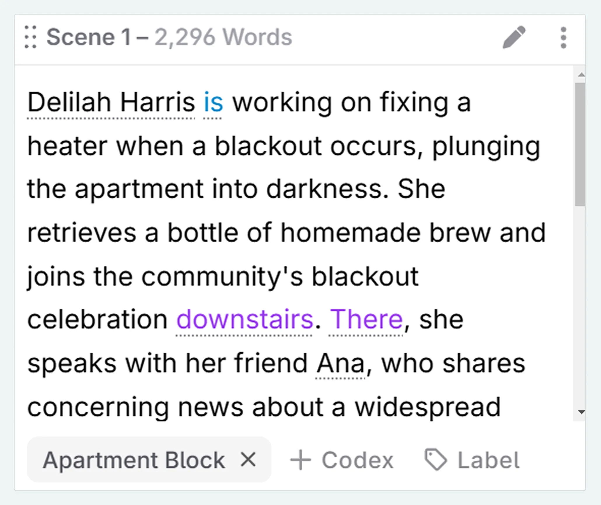 Codex entry added as scene context