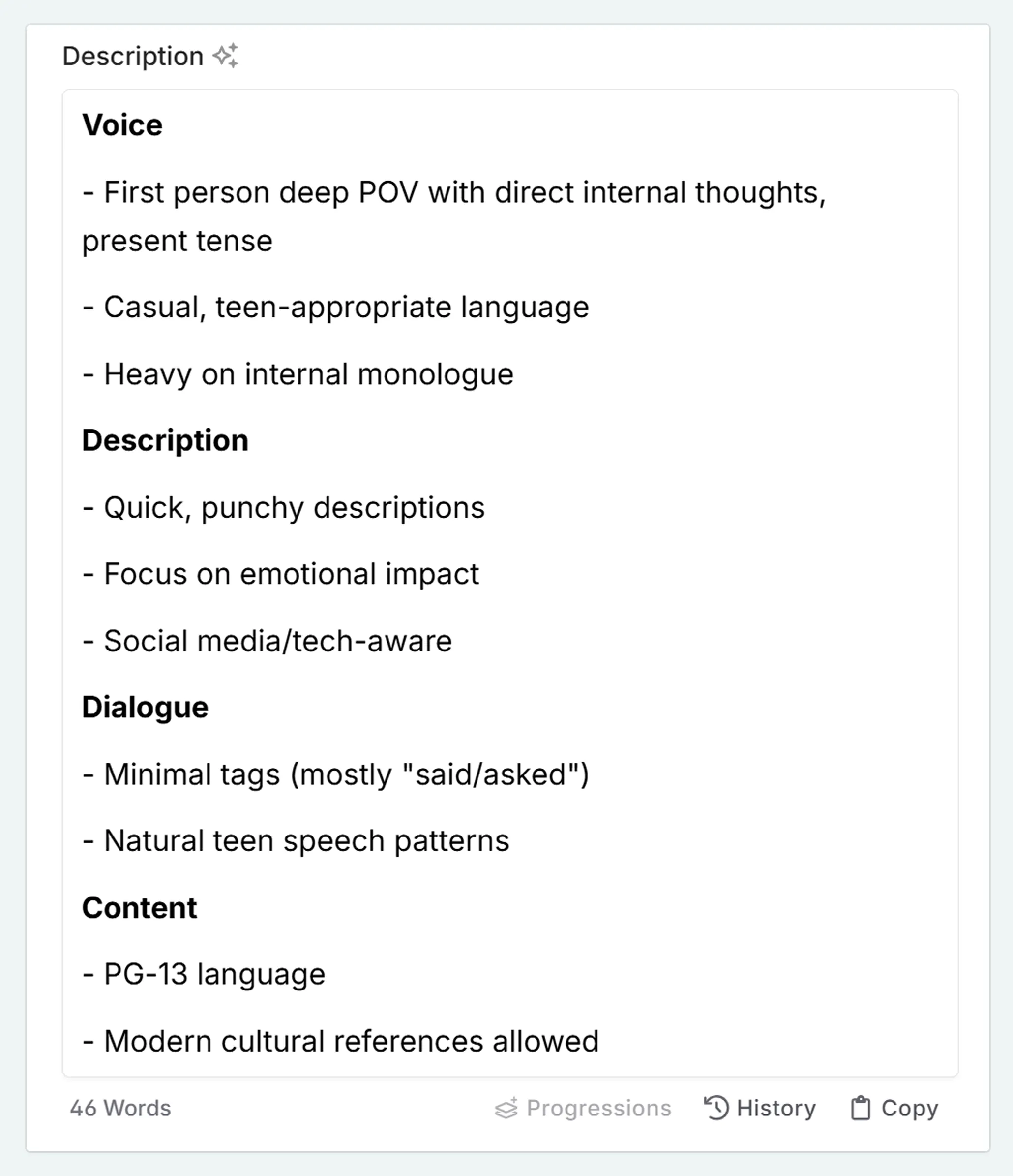 a filled in style guide codex for Only Dogs Left