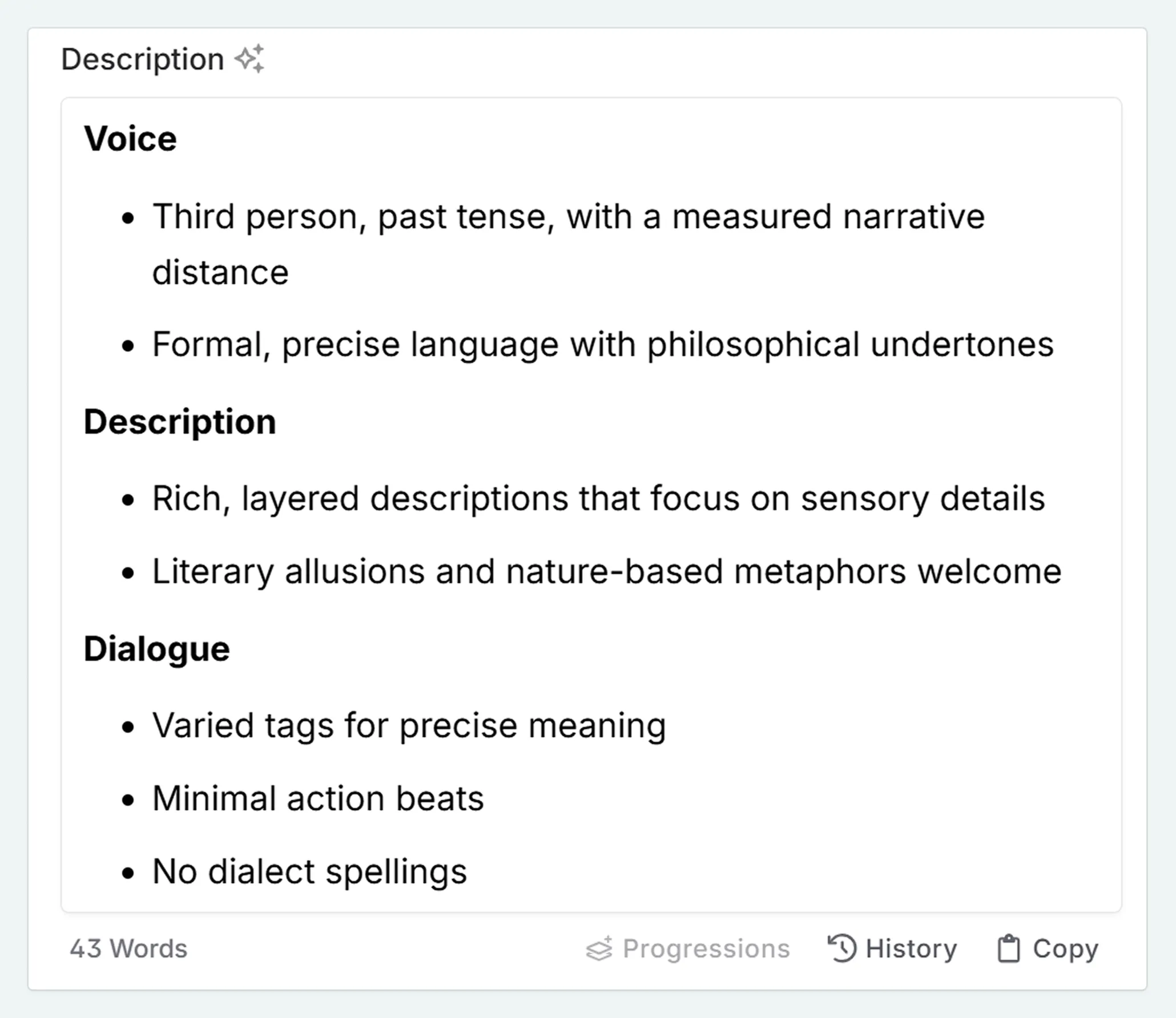 a filled in style guide codex for Only Dogs Left