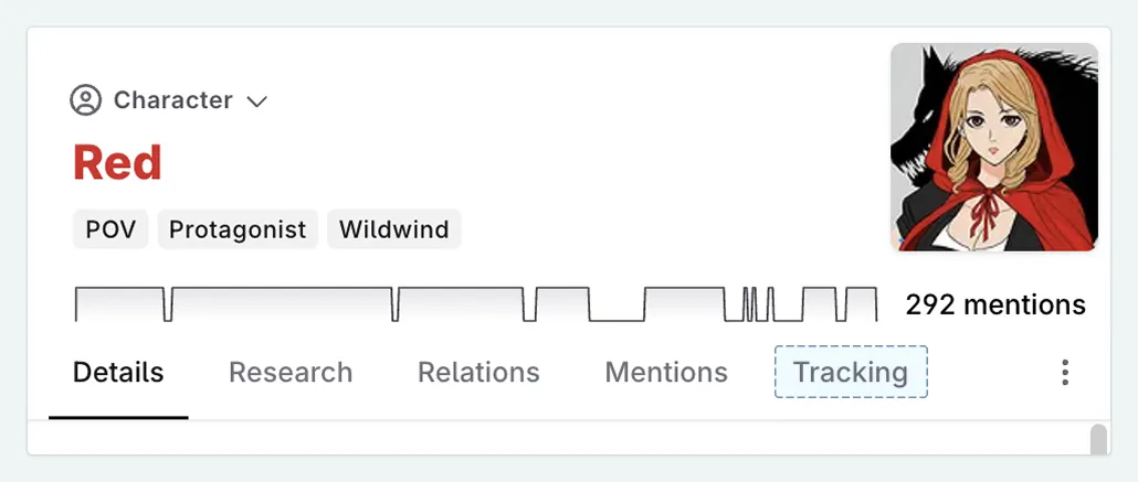 A Codex entry with the tracking tab highlighted