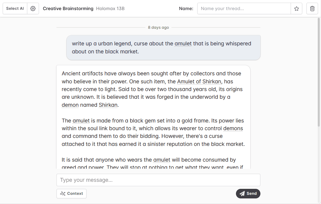 The Tinker Chat interface inside the Workshop