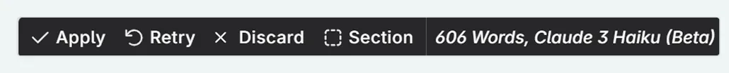 selection menu after prose generation