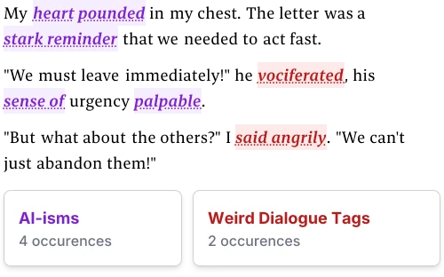 An example of a prose excerpt with various passages highlighted, showing how the mentions are identified by color.