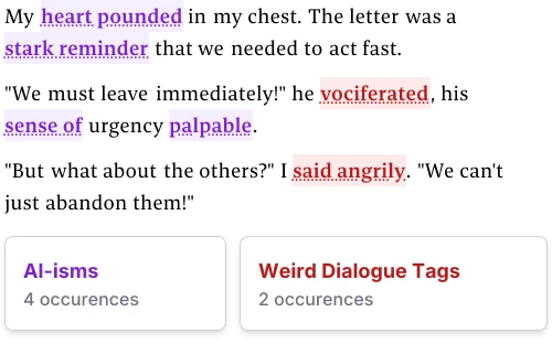 An example of a prose excerpt with various passages highlighted, showing how the mentions are identified by color.