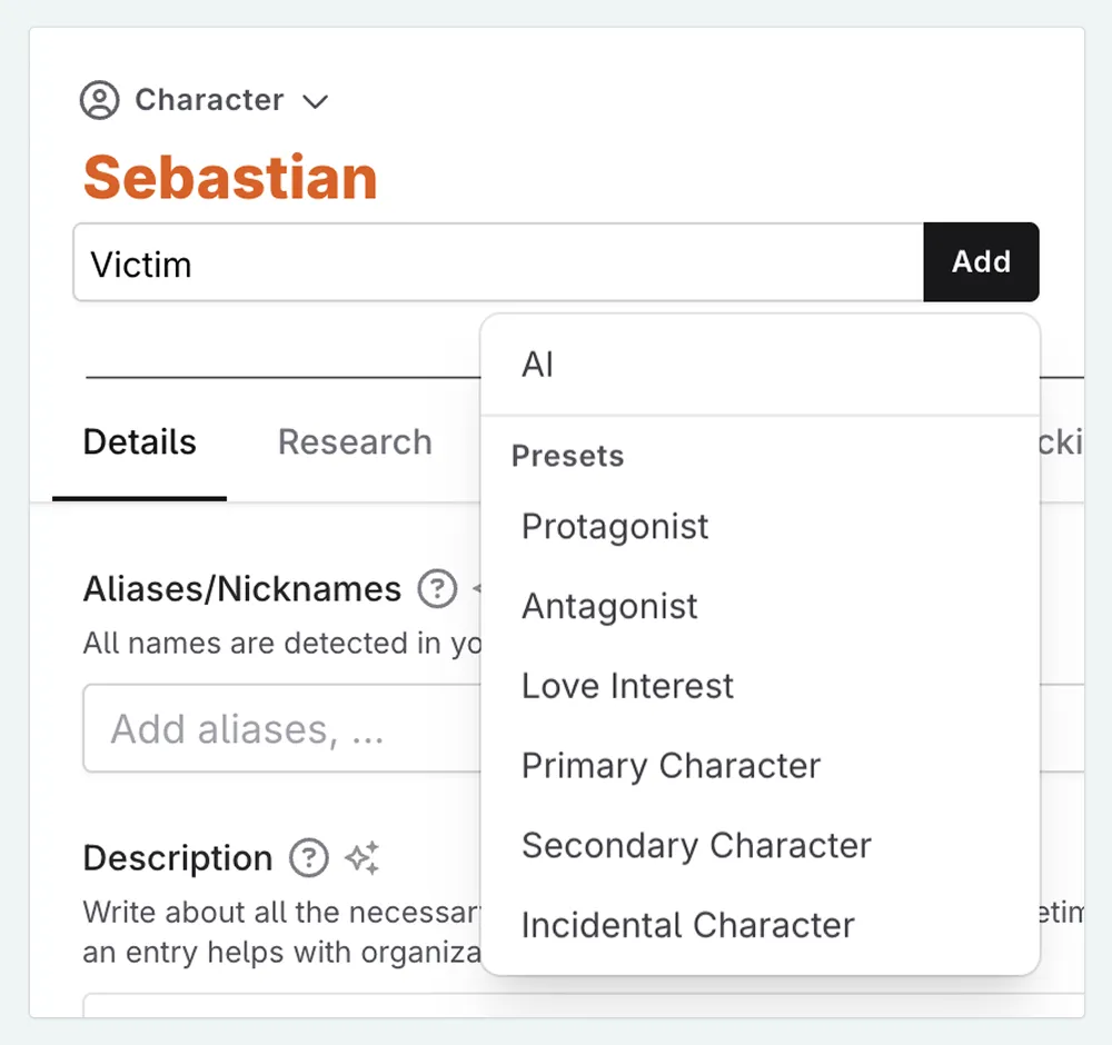 A close up of a Codex entry, showing the tags section