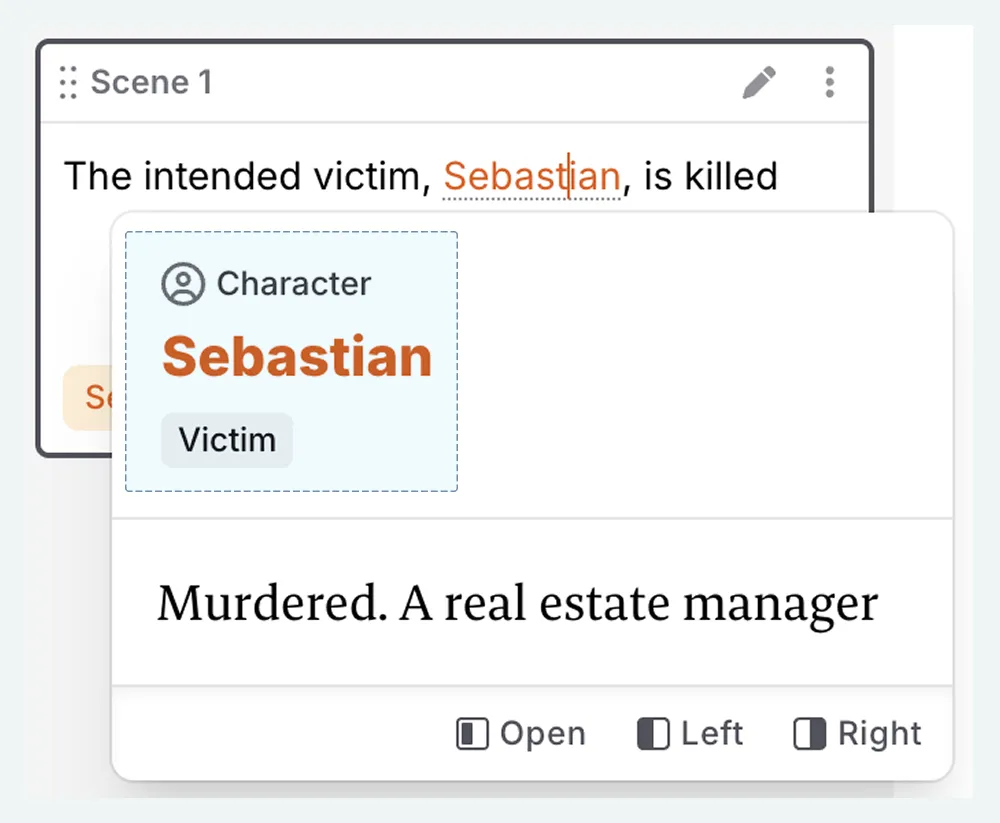 A close up of the plan interface, with a Codex entry selected. You can see the tags present