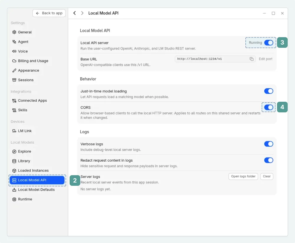 LM Studio Bionic API Server Settings