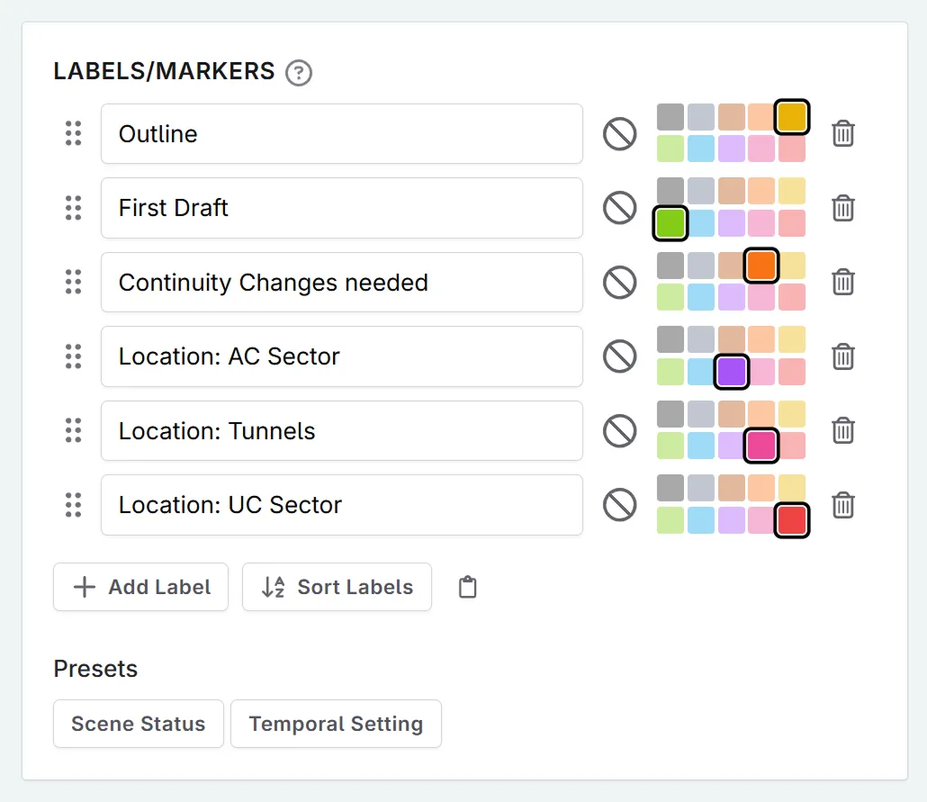 Creating label tags for locations