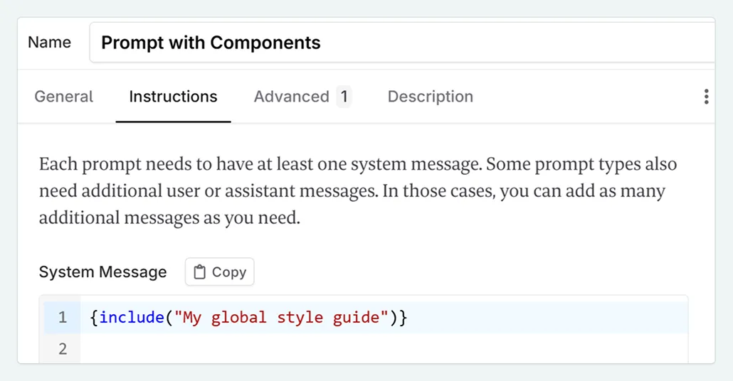 pasting a prompt component