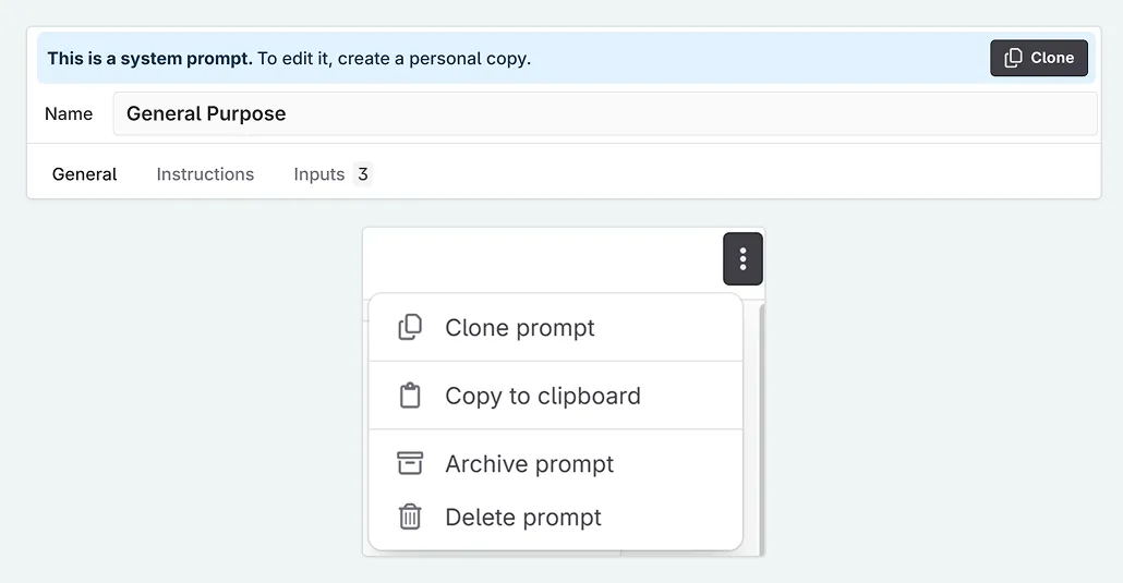 prompt cloning buttons
