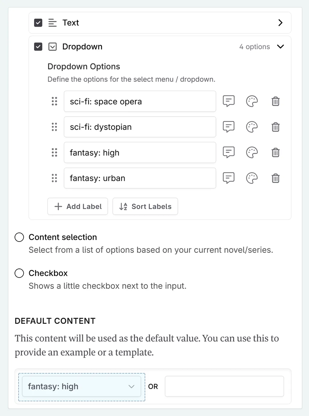 creating a prompt input - dropdown selection