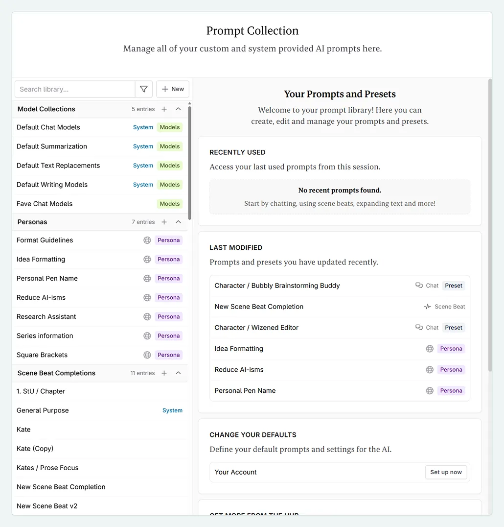 image of the prompt library home screen