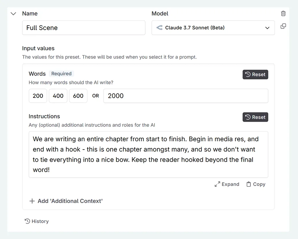 creating a full scene preset