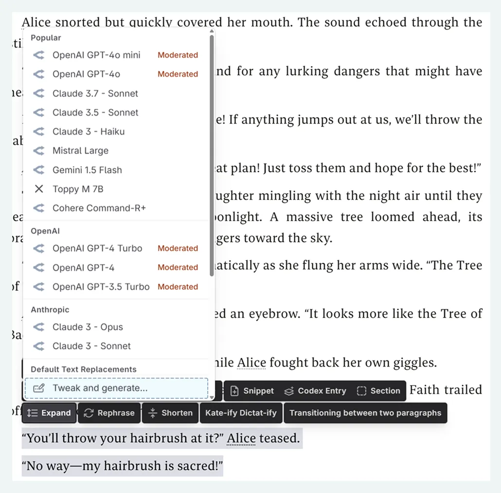 prompt preview with text replacement prompts