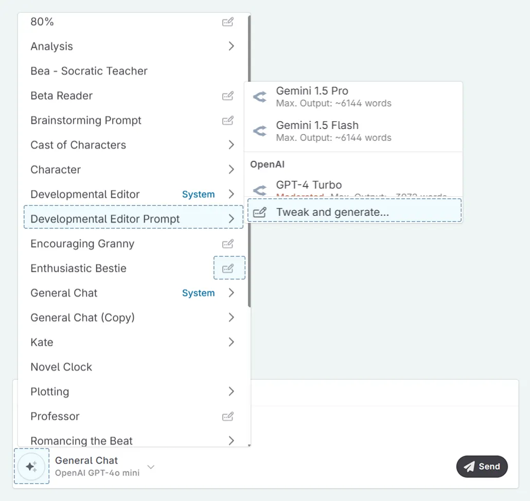 prompt preview from chat