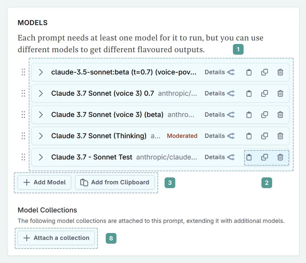 Model management for a prompt in the prompt library