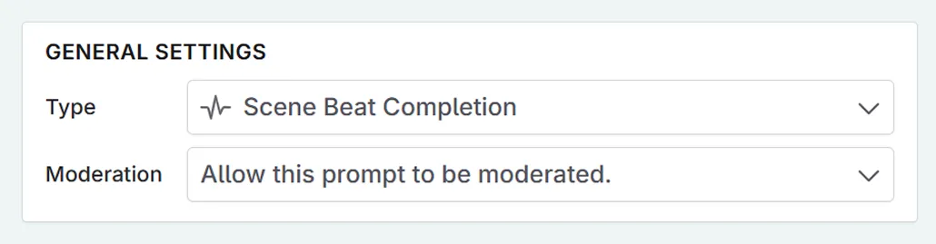 General settings for a prompt