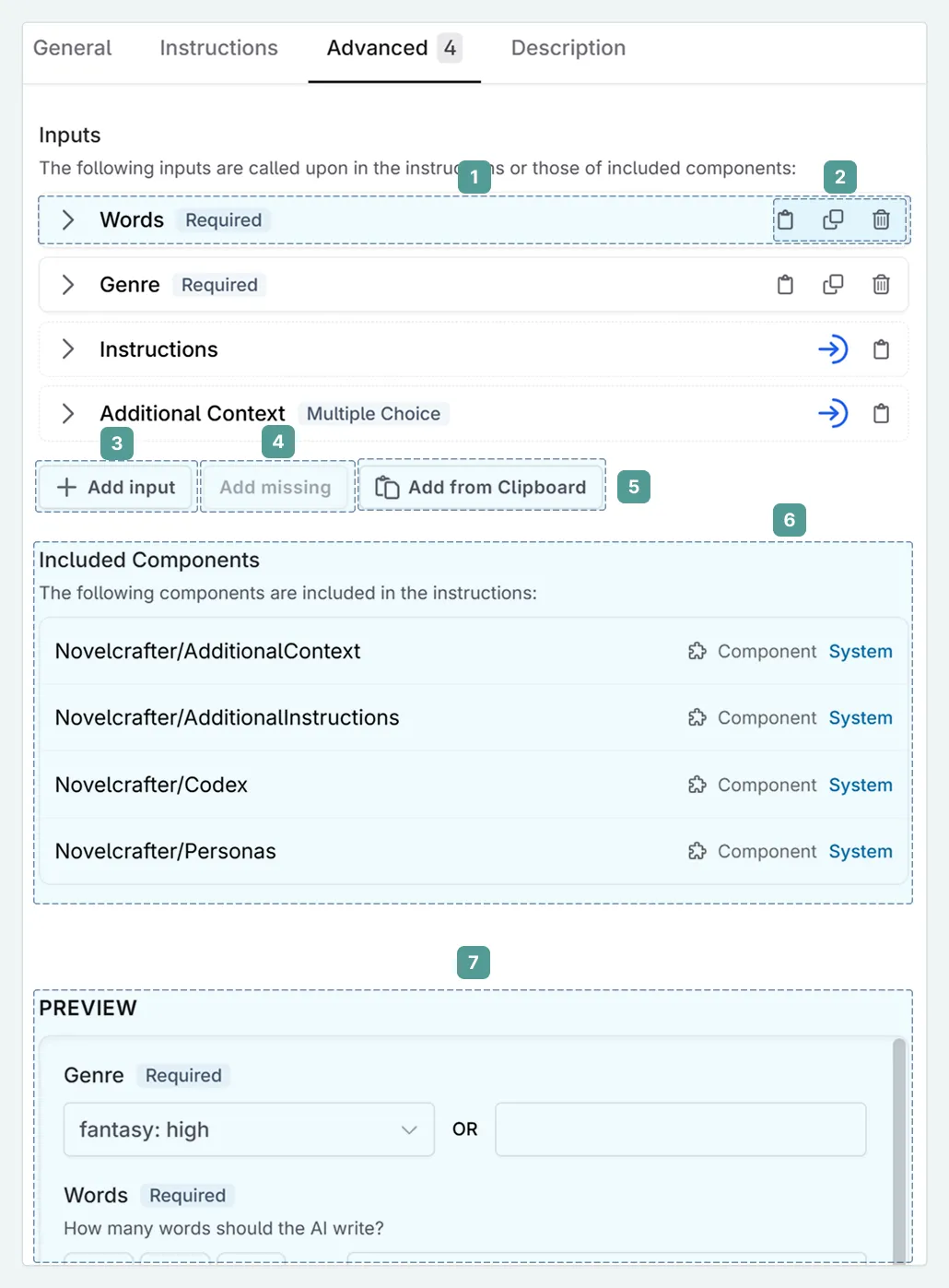 Prompt input layout for a prompt