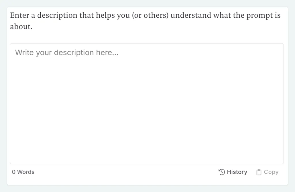 Prompt description tab