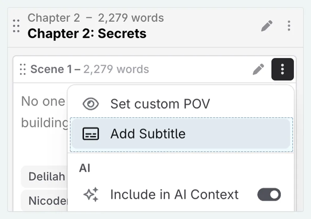 How to add a subtitle to a scene.