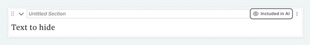 Showing AI context in a scene via sections