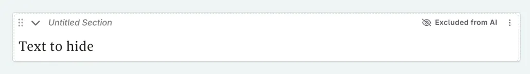 Hiding AI context in a scene via sections