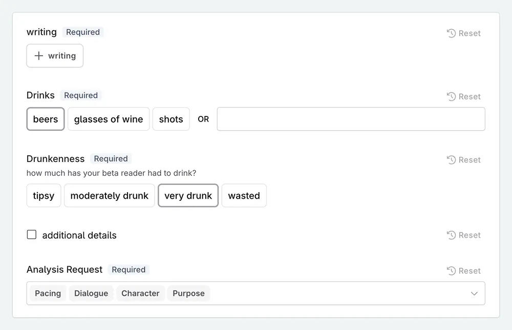 Uninhibited Beta Reader inputs
