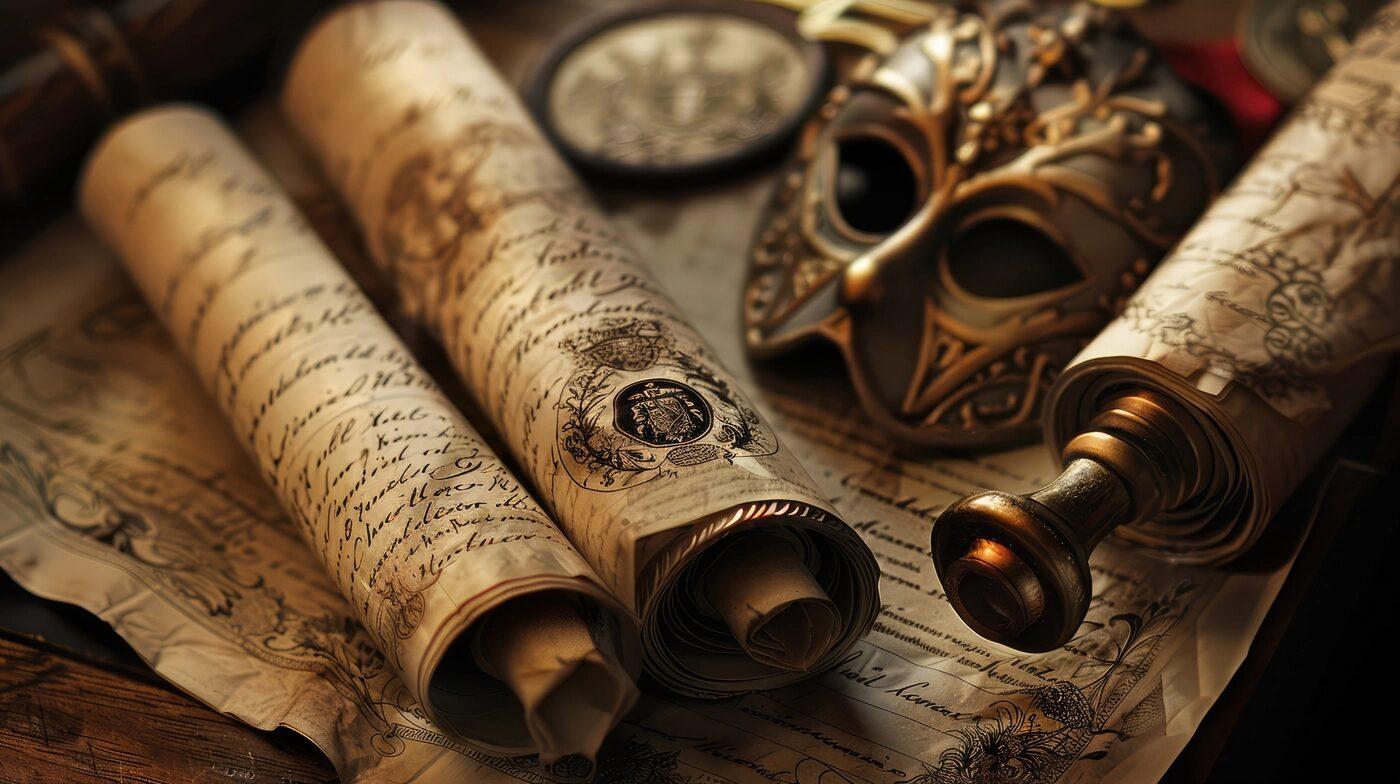 View an ancient paper scroll writing and documenting