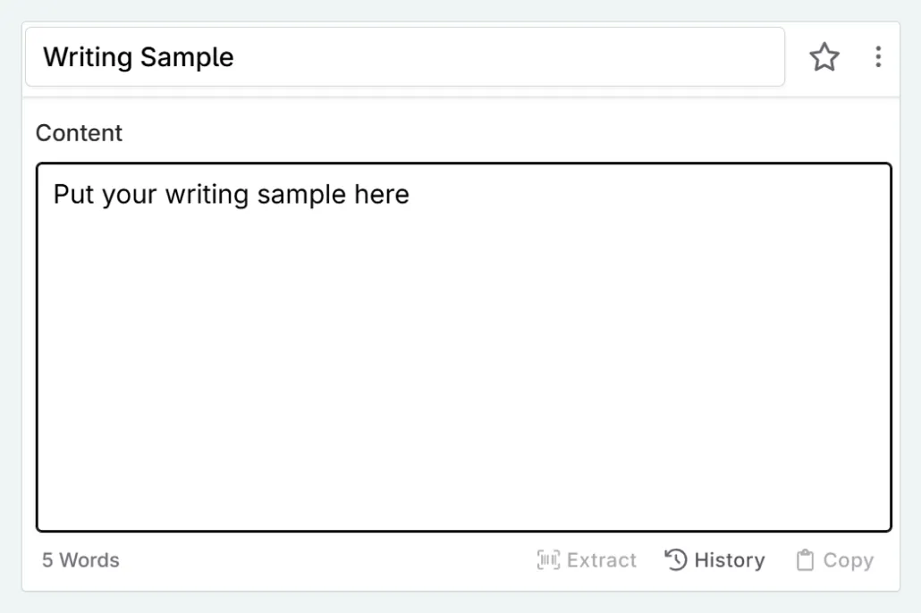 Create a snippet to include a writing sample