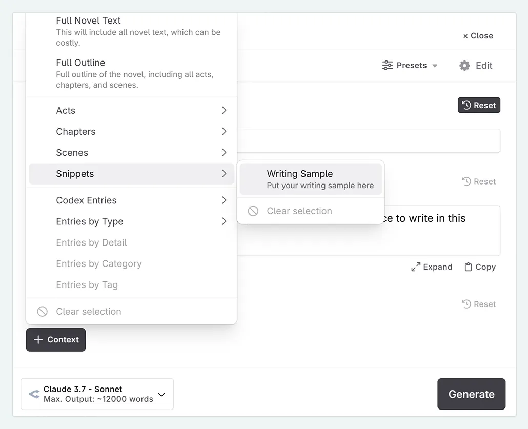 Setting up prompt settings